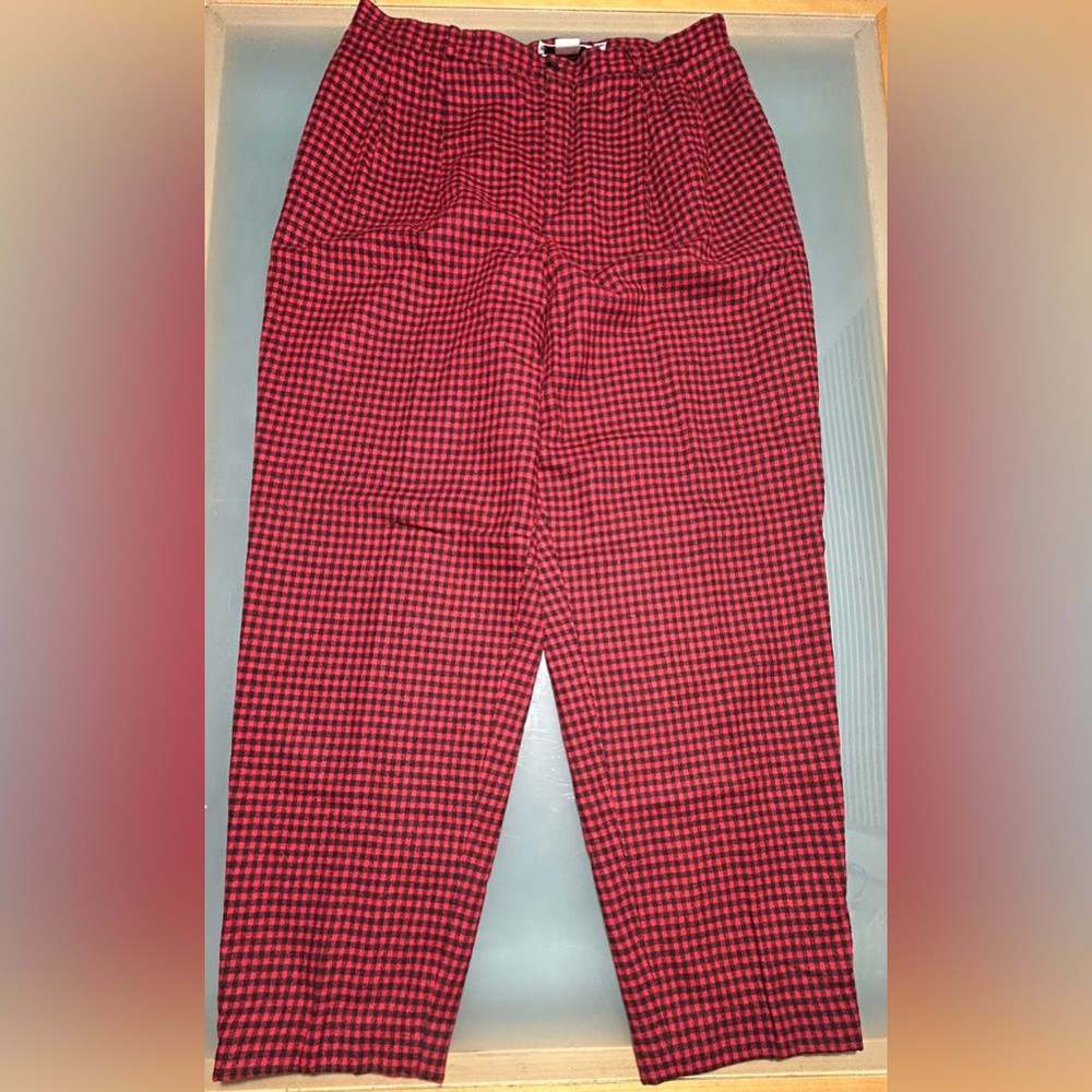 L.L. Bean Red and Black Houndstooth Trousers